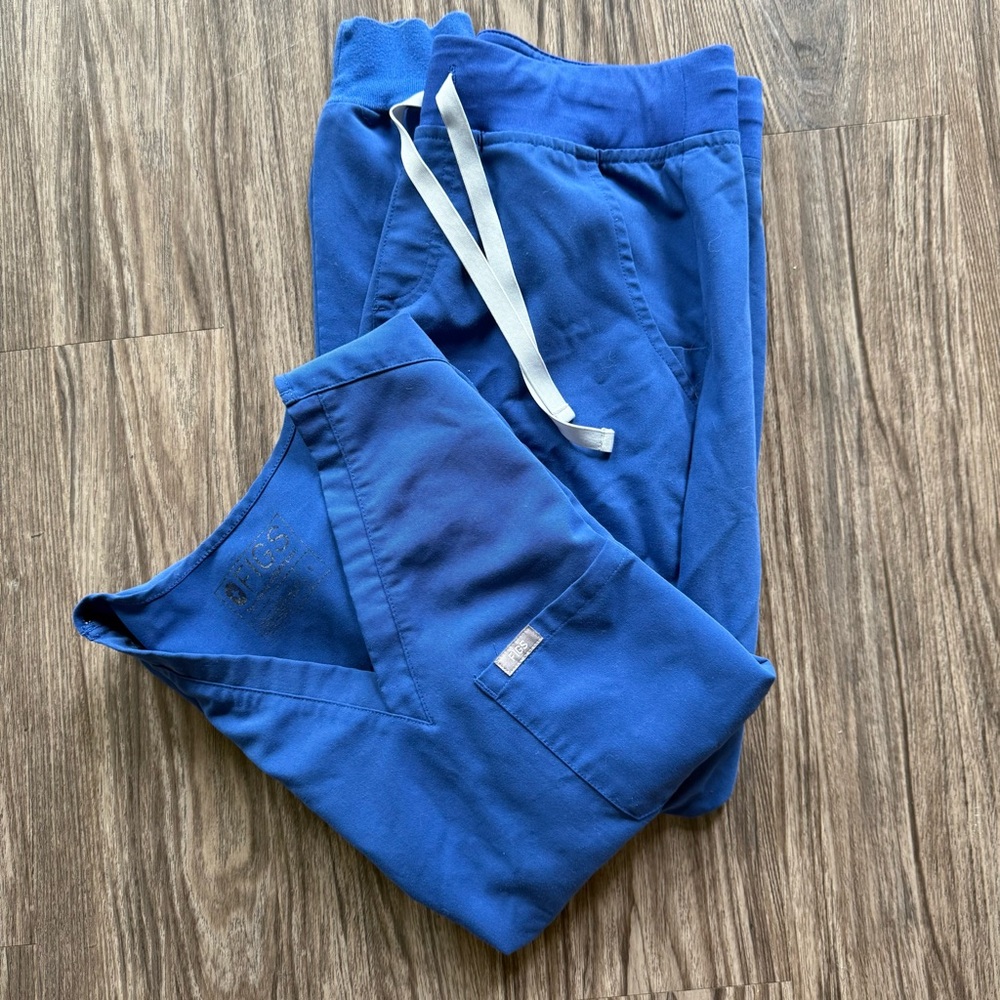 Figs Women's Royal Blue Scrub Top and Jogger Set